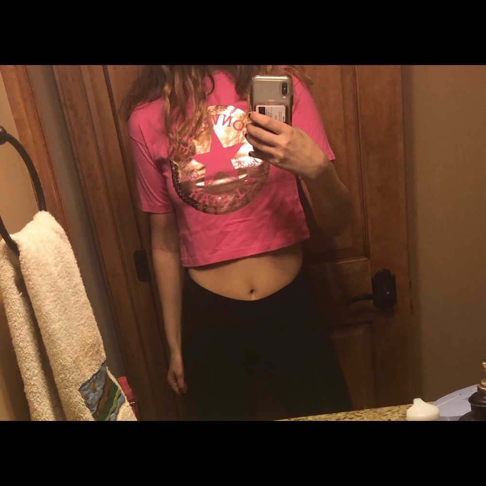 Pink and rose gold Converse All Star Shirt crop